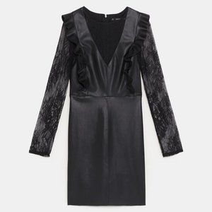 Zara Faux Leather & Lace Dress